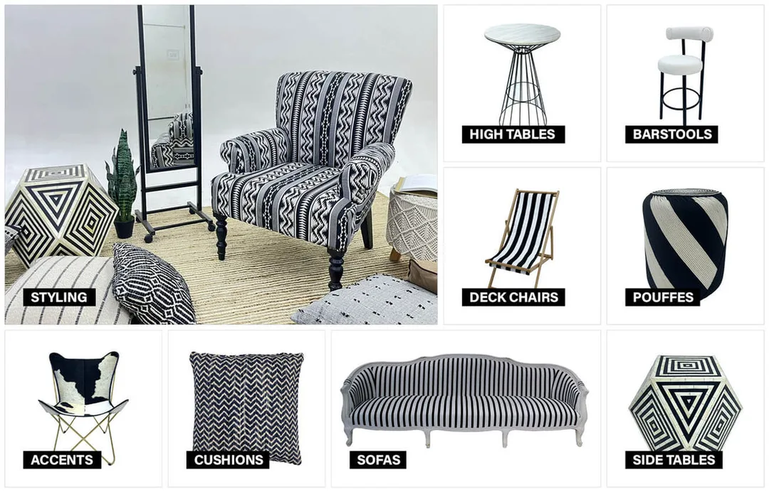 Black and White Furniture for Rental in UAE and Saudi