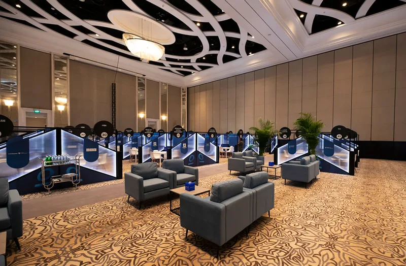 Evolution Furniture installed premium lounge seating throughout Investopia hospitality spaces.lounge seating creating a sophisticated hospitality environment at E1 Jeddah Corniche in Jeddah.