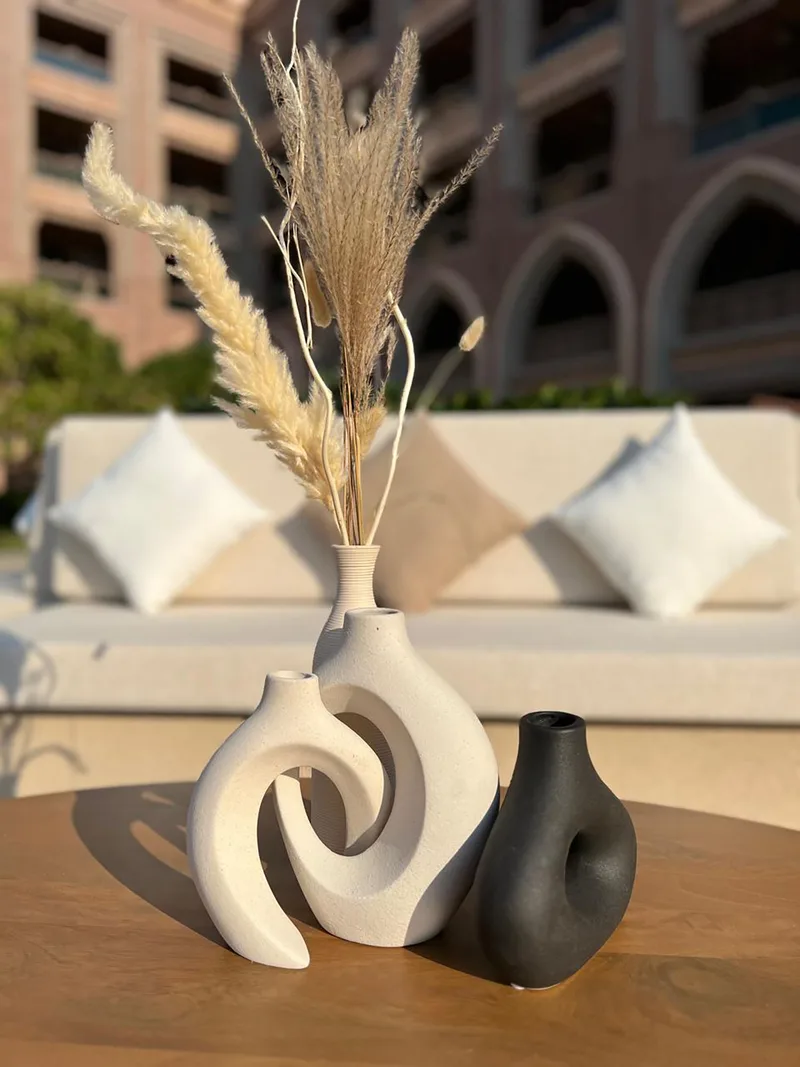 Contemporary breakout furniture creating inviting conversation areas throughout Emirates Palace.