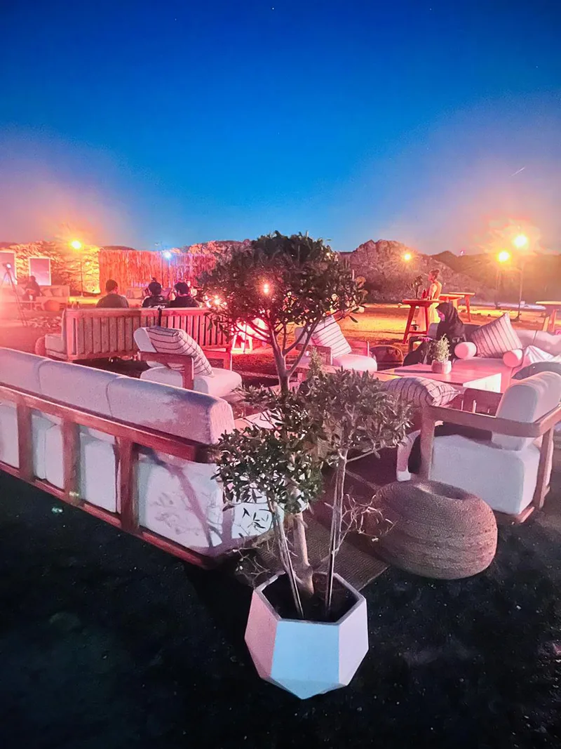 Coordinated outdoor furniture installation creating comfortable visitor environments at Duroor Nights.