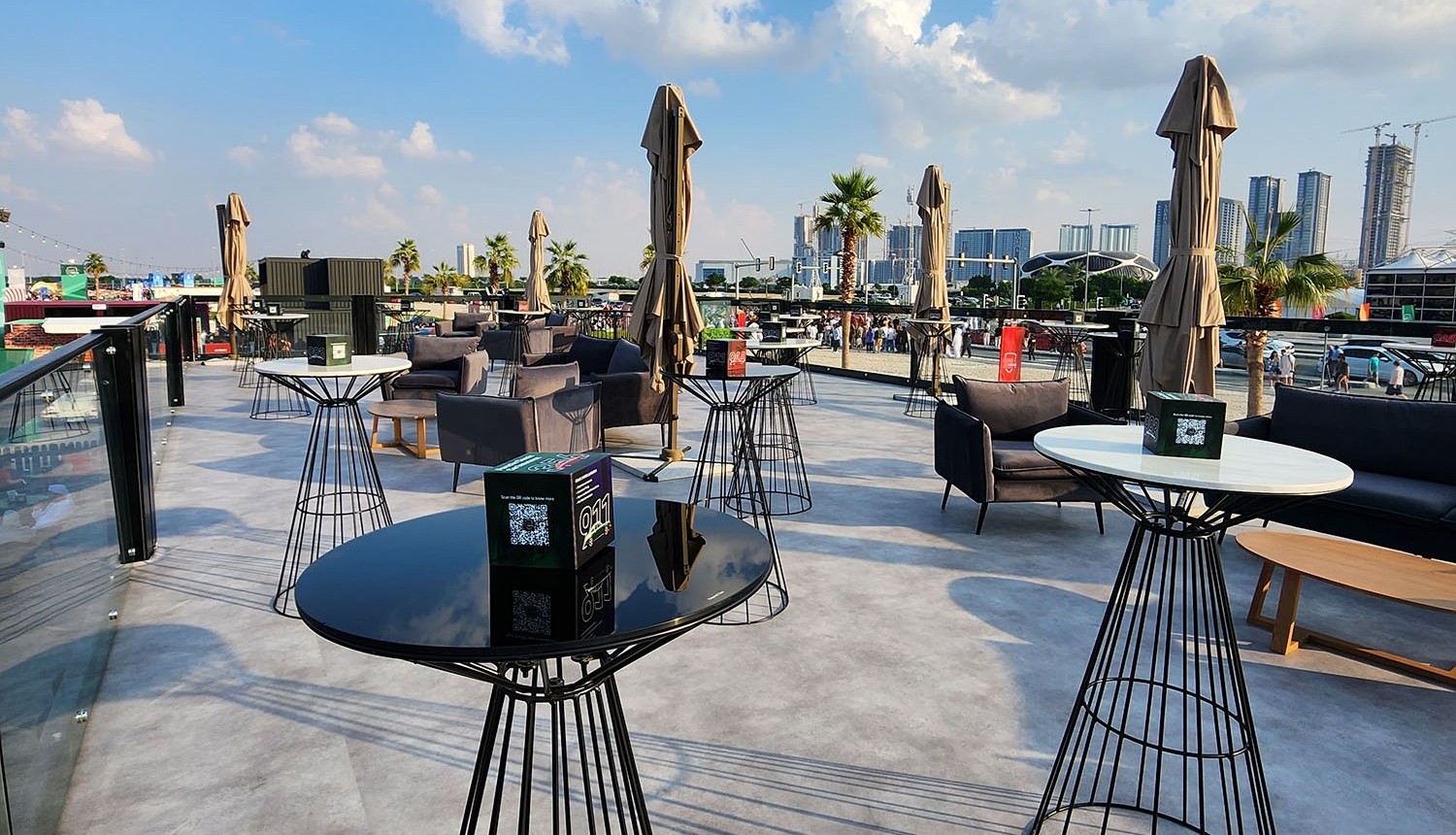 Evolution Furniture lounge seating creating a premium hospitality environment at Icons of Porsche Dubai Design District.