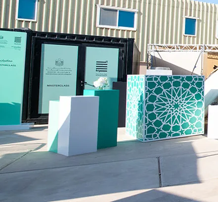 Premium event furniture helping define welcoming lounge environments in Abu Dhabi.