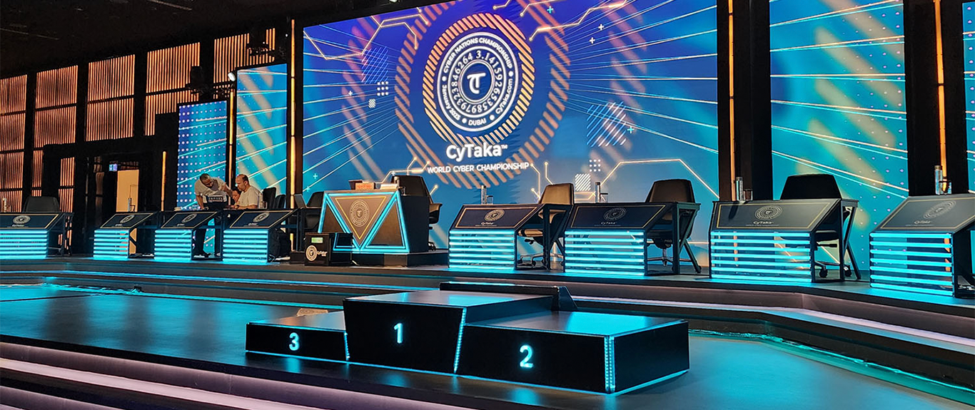 Contemporary lounge furniture supplied by Evolution Furniture for the CyTaka World Cyber Championship in Dubai.