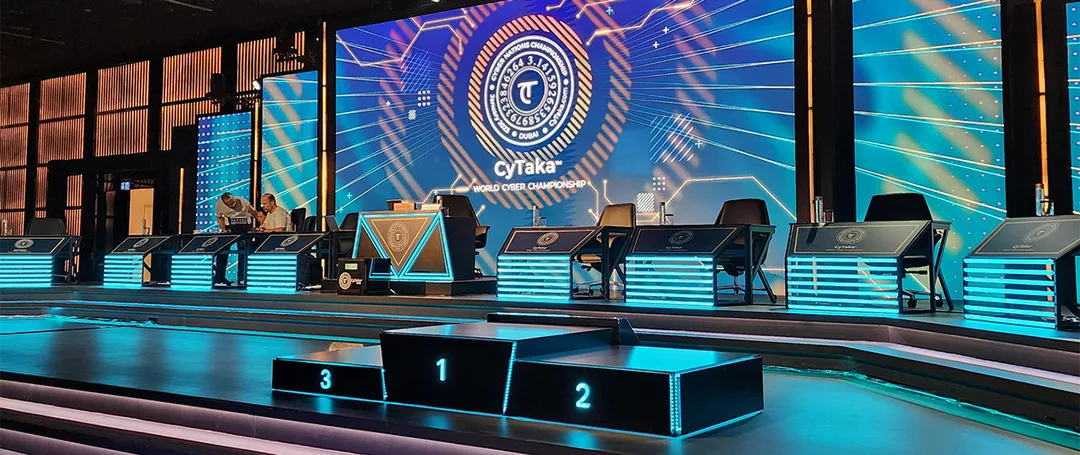 Contemporary lounge furniture supplied by Evolution Furniture for the CyTaka World Cyber Championship in Dubai.