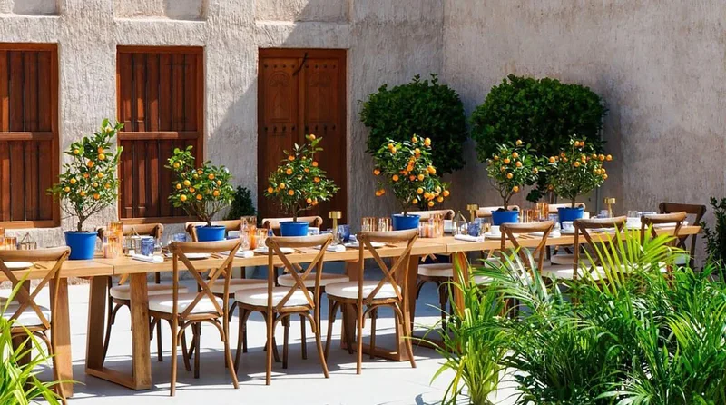 Evolution Furniture created a refined outdoor dining environment with coordinated furniture and styling.