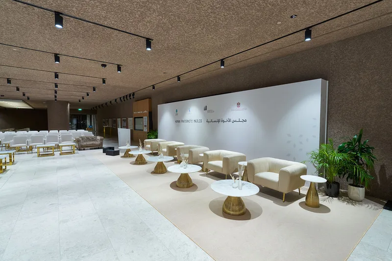 Contemporary lounge furniture creating character within a large event space.