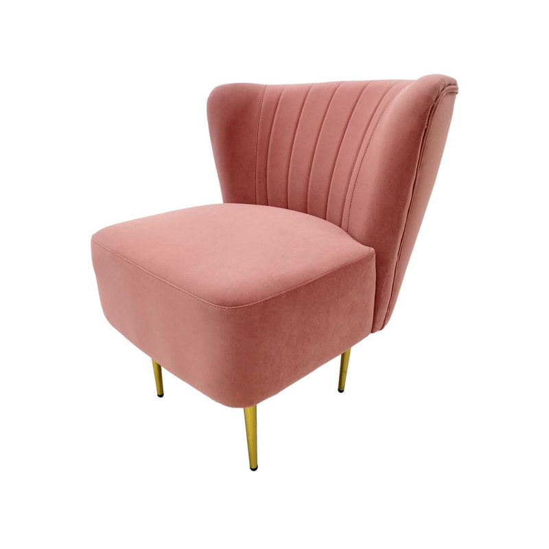 F-AC103-BP Ella accent chair in blush pink velvet with gold legs