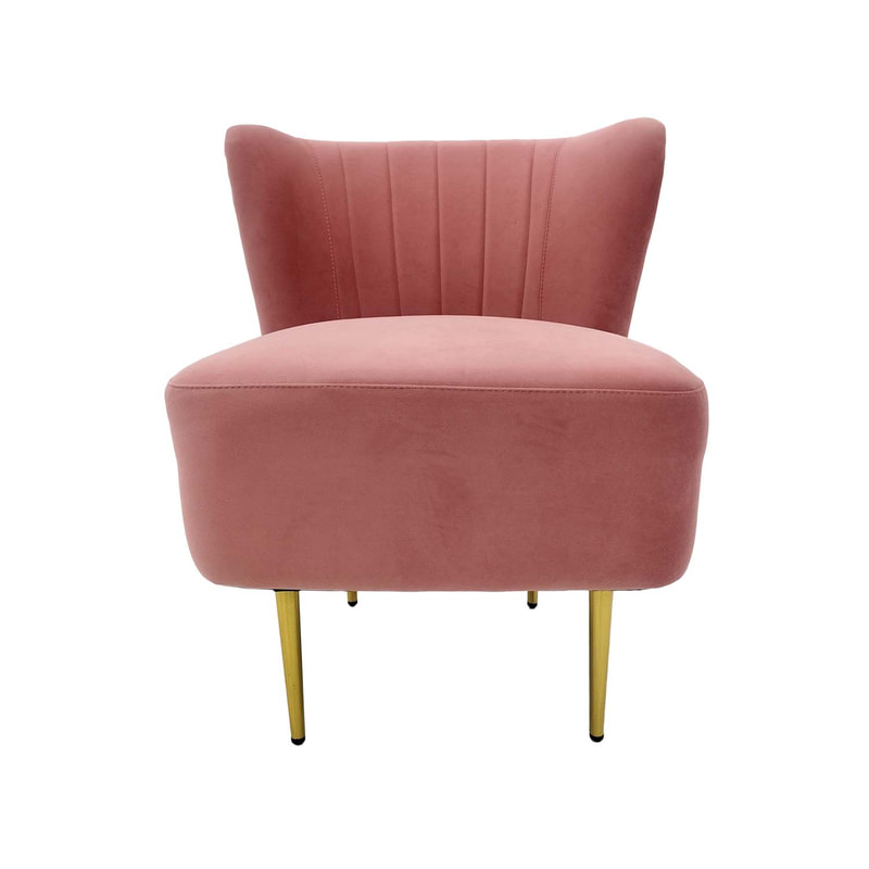F-AC103-BP Ella accent chair in blush pink velvet with gold legs