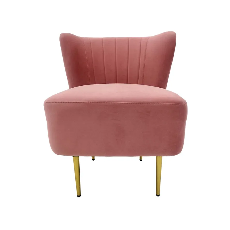 F-AC103-BP Ella accent chair in blush pink velvet with gold legs
