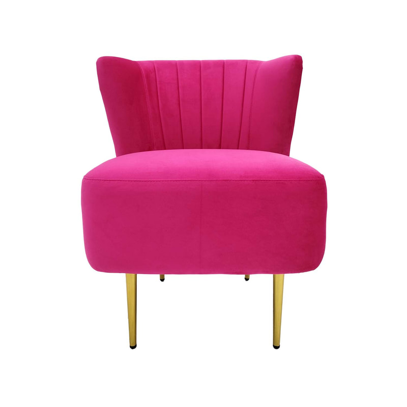 F-AC103-HP Ella accent chair in hot pink velvet with gold legs