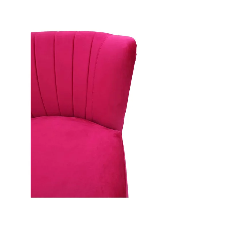 F-AC103-HP Ella accent chair in hot pink velvet with gold legs