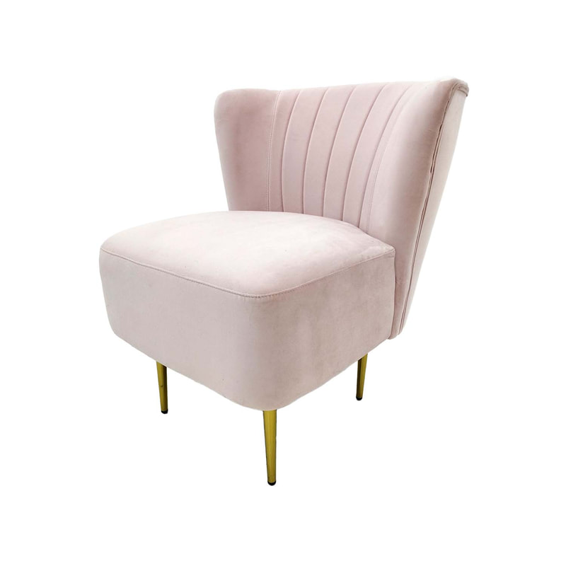 F-AC103-LP Ella accent chair in light pink velvet with gold legs