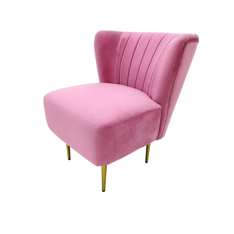 F-AC103-PI Ella accent chair in mid pink velvet with gold legs