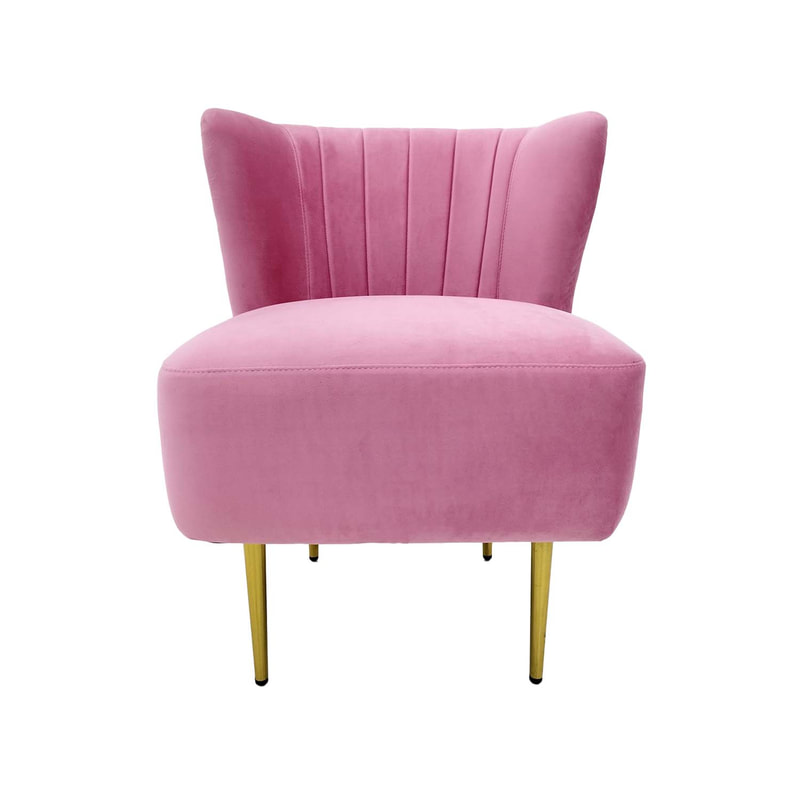 F-AC103-PI Ella accent chair in mid pink velvet with gold legs