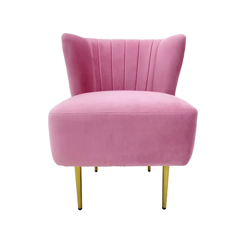 F-AC103-PI Ella accent chair in mid pink velvet with gold legs
