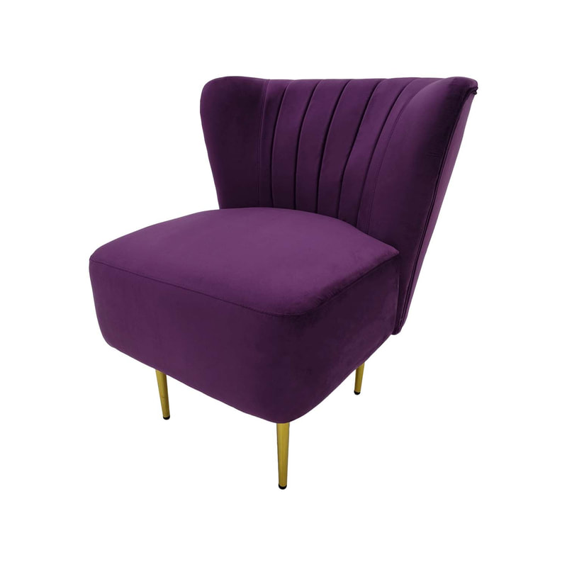 F-AC103-PR Ella accent chair in purple velvet with gold legs