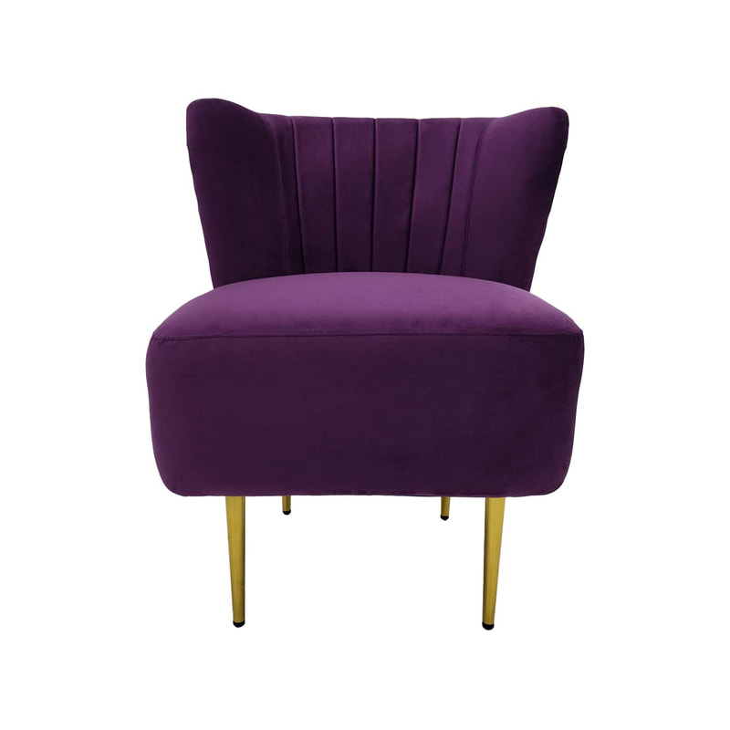 F-AC103-PR Ella accent chair in purple velvet with gold legs