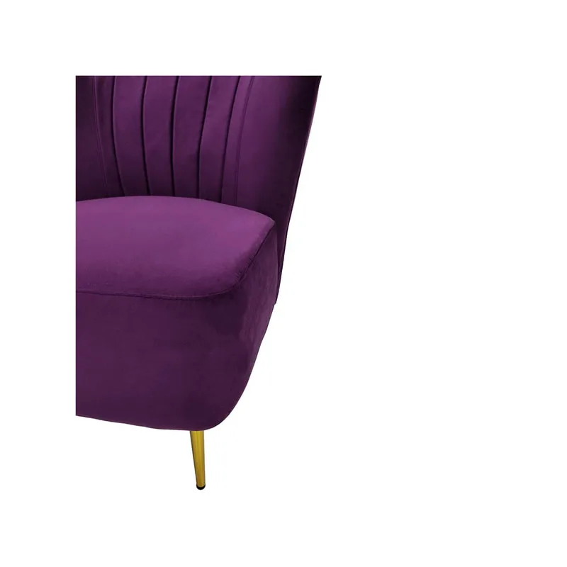 F-AC103-PR Ella accent chair in purple velvet with gold legs