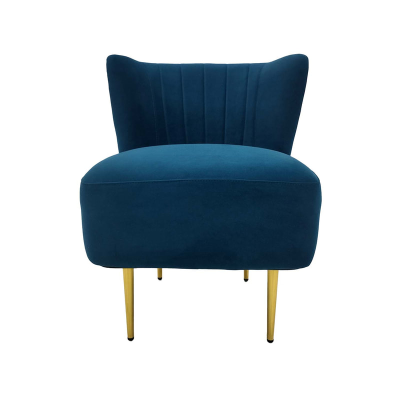 F-AC103-TL Ella accent chair in teal velvet with gold legs