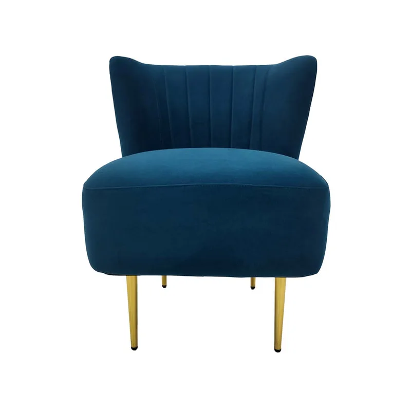 F-AC103-TL Ella accent chair in teal velvet with gold legs