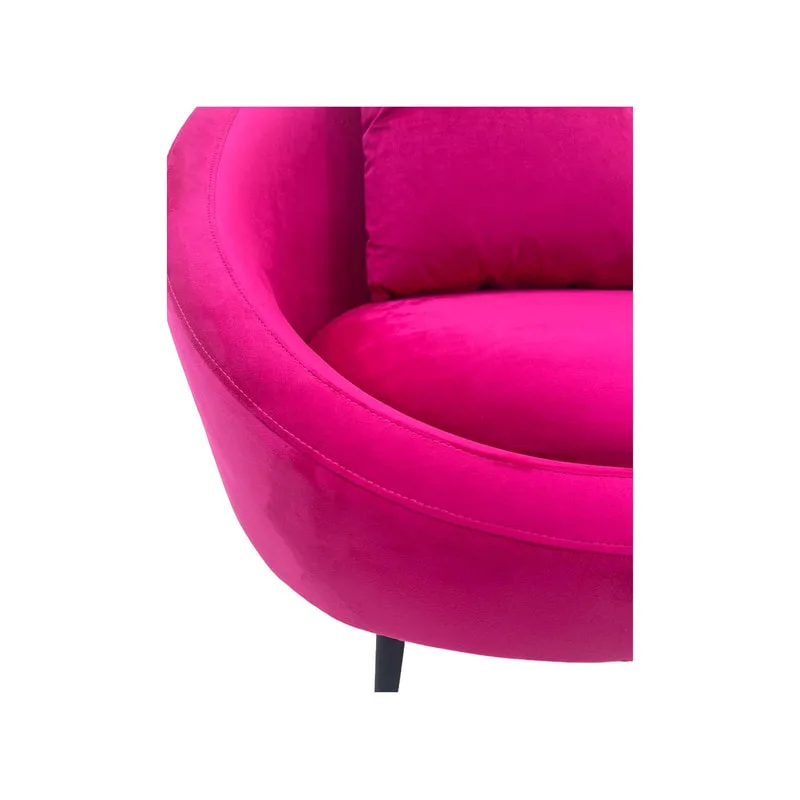 F-AC107-HP Odette accent chair in hot pink velvet with black legs