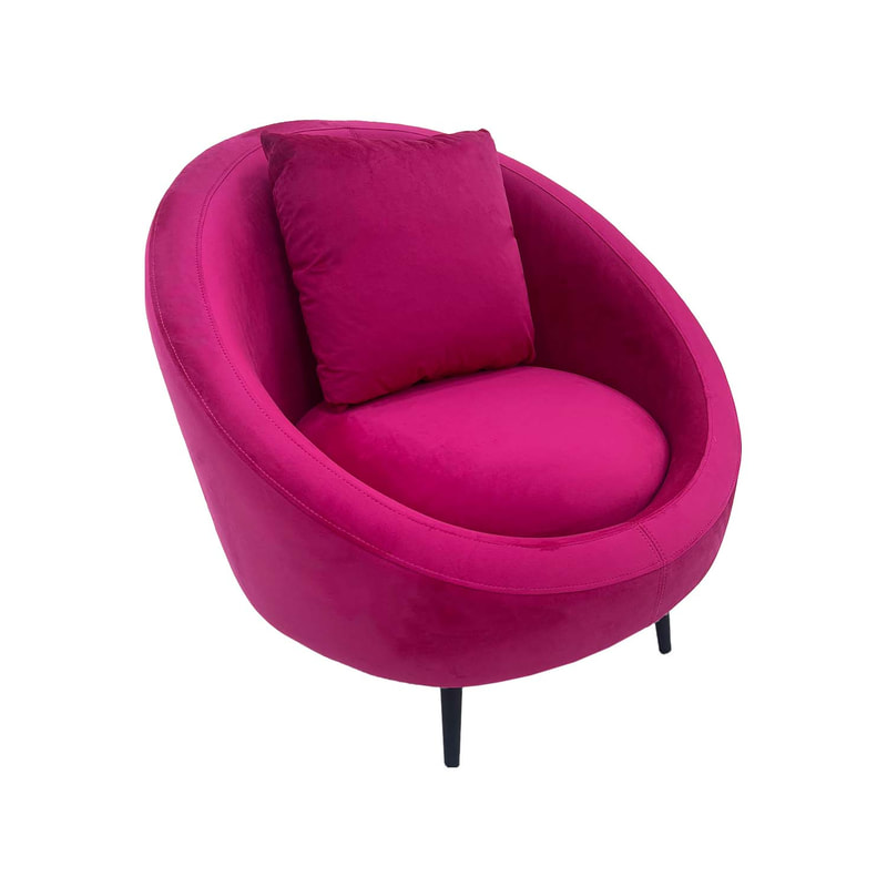 F-AC107-HP Odette accent chair in hot pink velvet with black legs