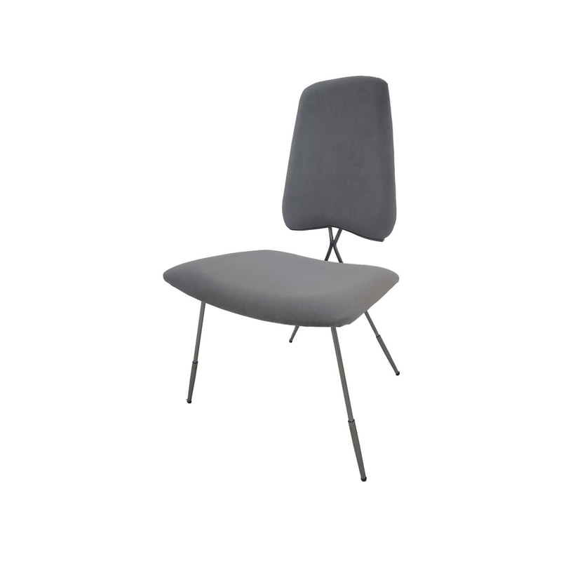 F-AC108-SI Ziggy accent chair in silver grey velvet with silver frame