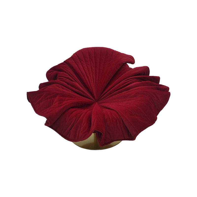 F-AC109-DR Bloom accent chair in dark red velvet with gold base