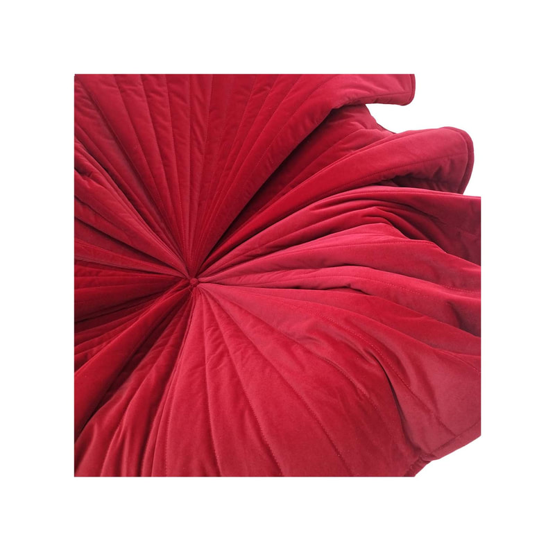 F-AC109-DR Bloom accent chair in dark red velvet with gold base