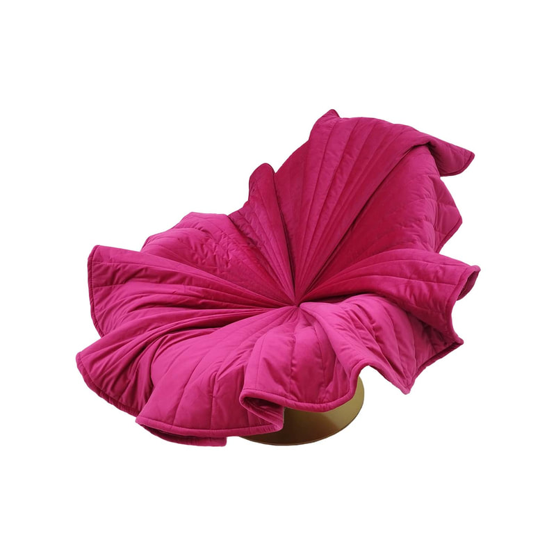 F-AC109-HP Bloom accent chair in hot pink velvet with gold base