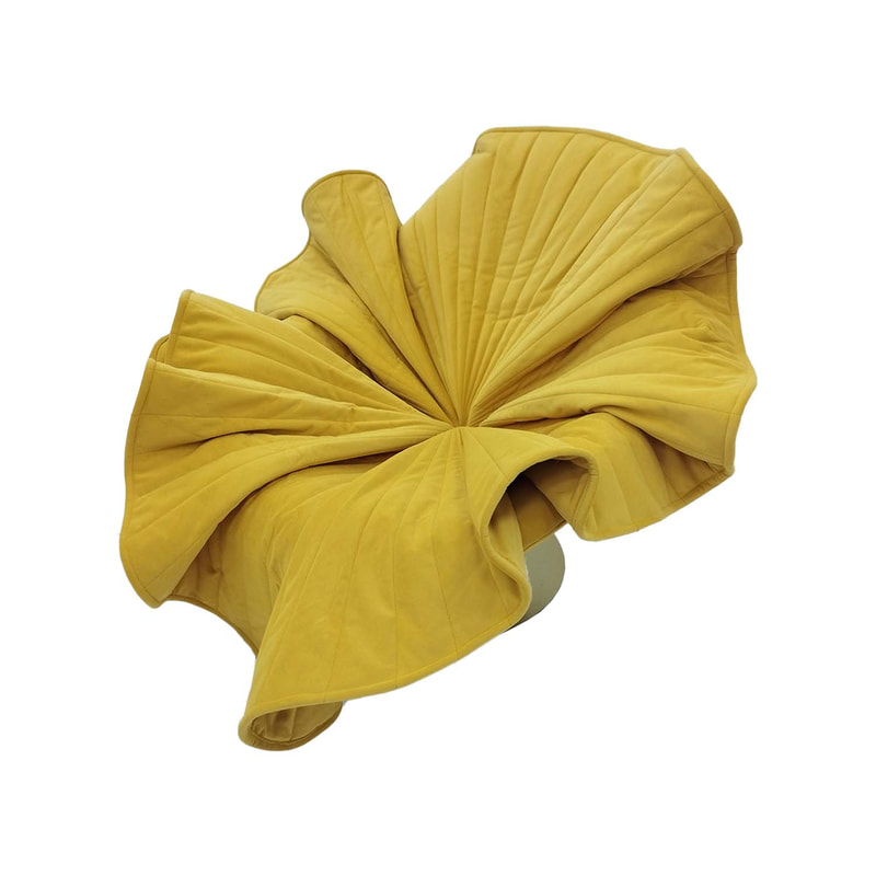 F-AC109-YL Bloom accent chair in yellow velvet with gold base