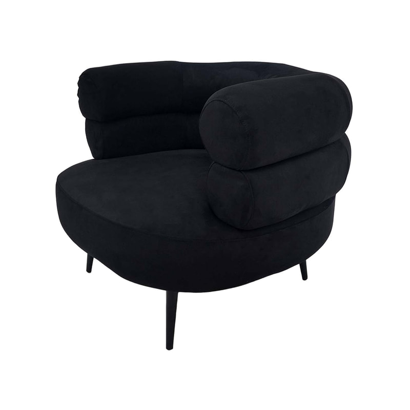 F-AC112-BL Duke accent chair in black suede with black metal frame