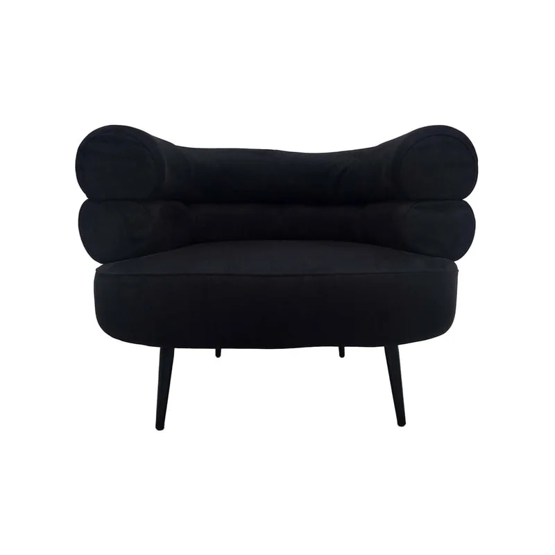 F-AC112-BL Duke accent chair in black suede with black metal frame