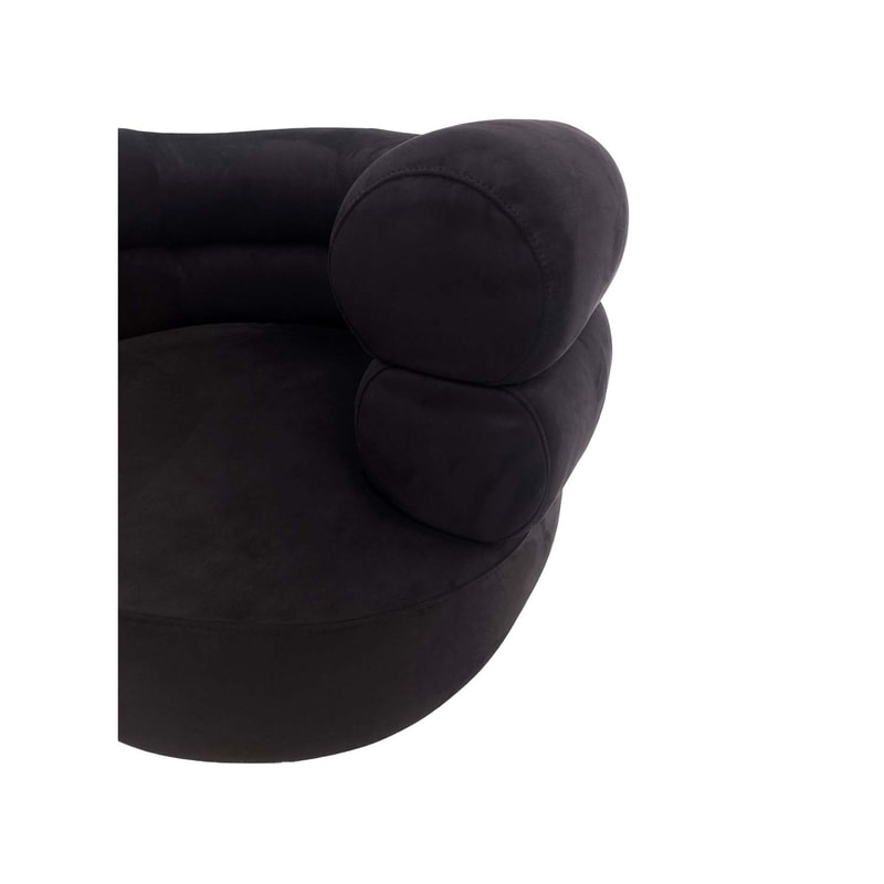 F-AC112-BL Duke accent chair in black suede with black metal frame