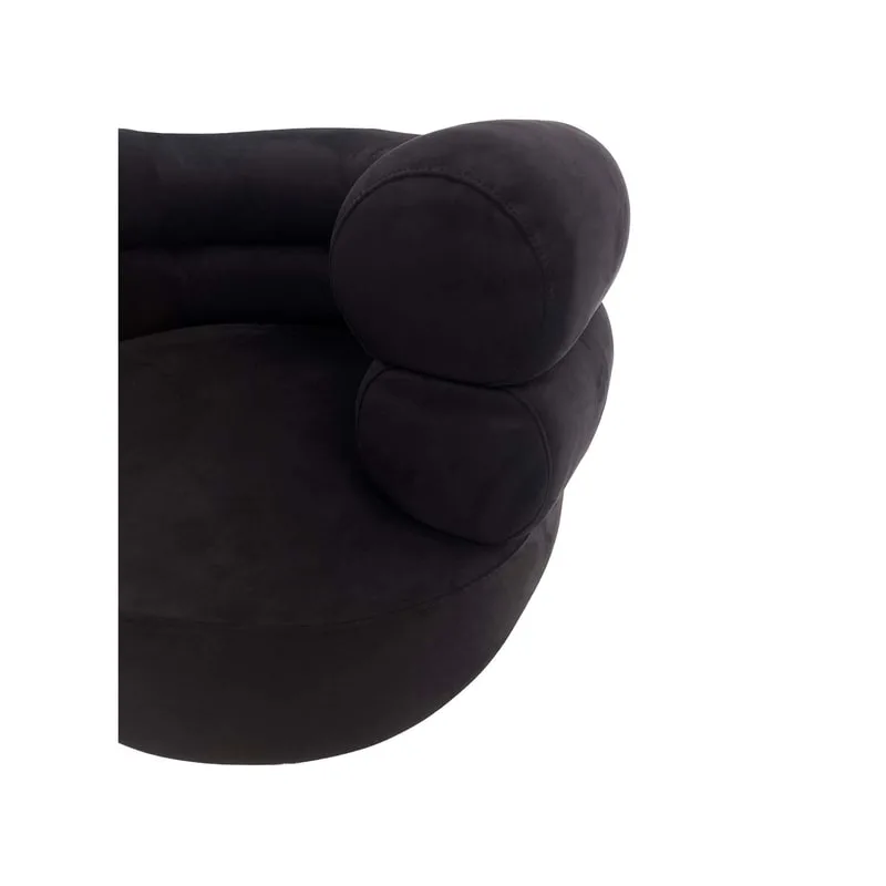 F-AC112-BL Duke accent chair in black suede with black metal frame