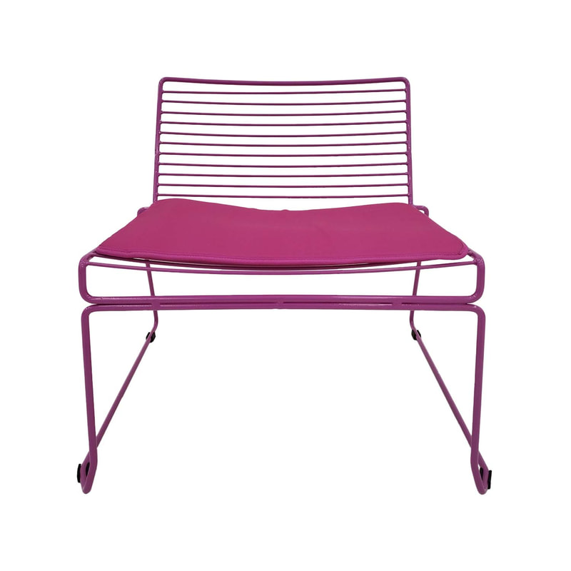 F-AC126-HP Isla accent chair with hot pink metal frame