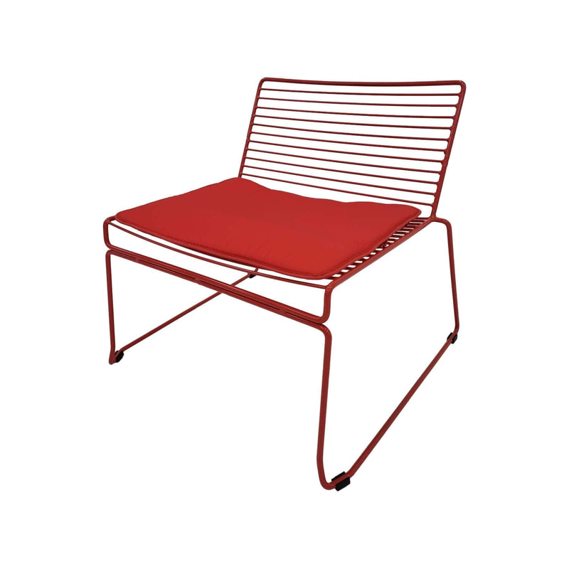 F-AC126-RE Isla accent chair with red metal frame