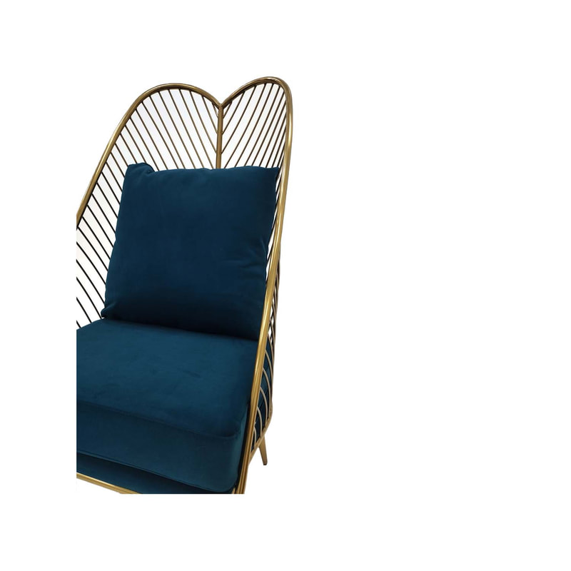 F-AC128-TL single seater Lois accent chair with teal velvet cushions