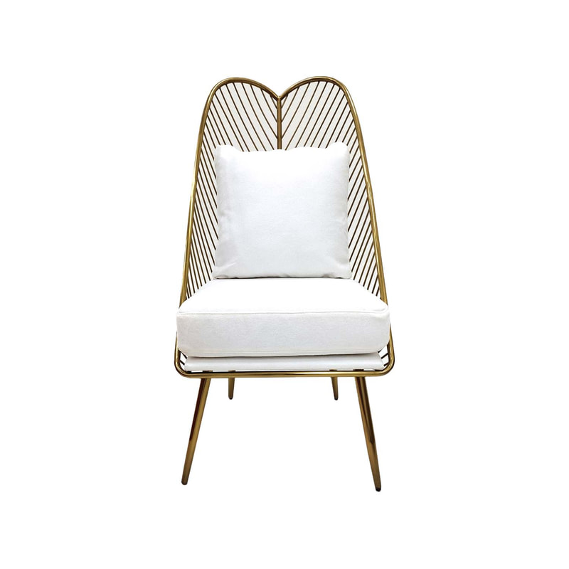 F-AC128-WH single seater Lois accent chair with white fabric cushions