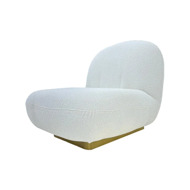 F-AC133-WH Blanca accent chair in white boucle fabric with gold base