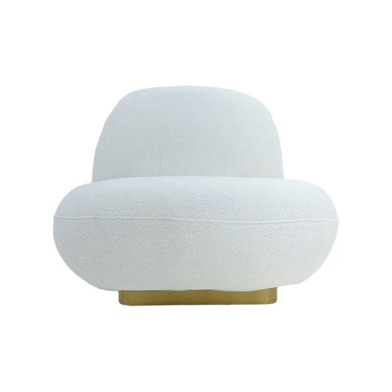 F-AC133-WH Blanca accent chair in white boucle fabric with gold base