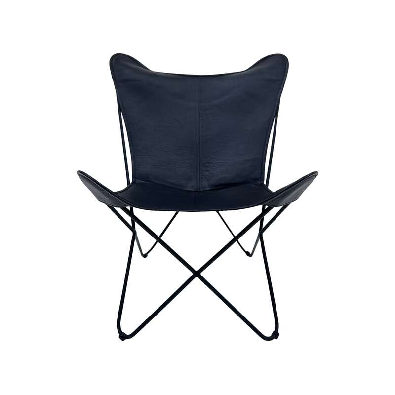 F-AC137-BL Cassidy accent chair in black leather with black metal frame 