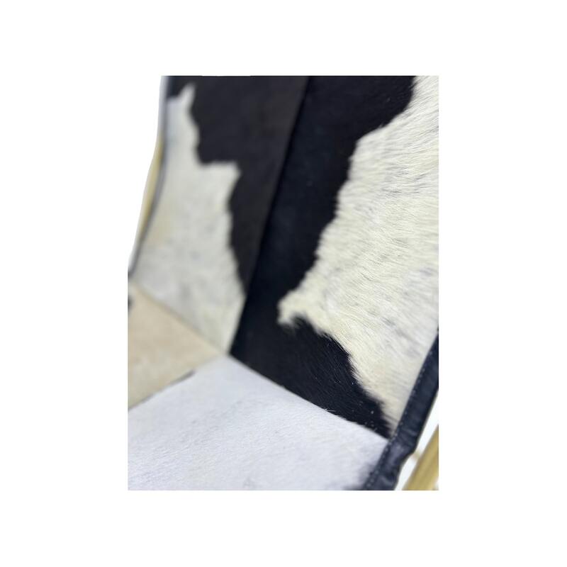 F-AC137-BW Cassidy accent chair in black + white leather hide with black metal frame 