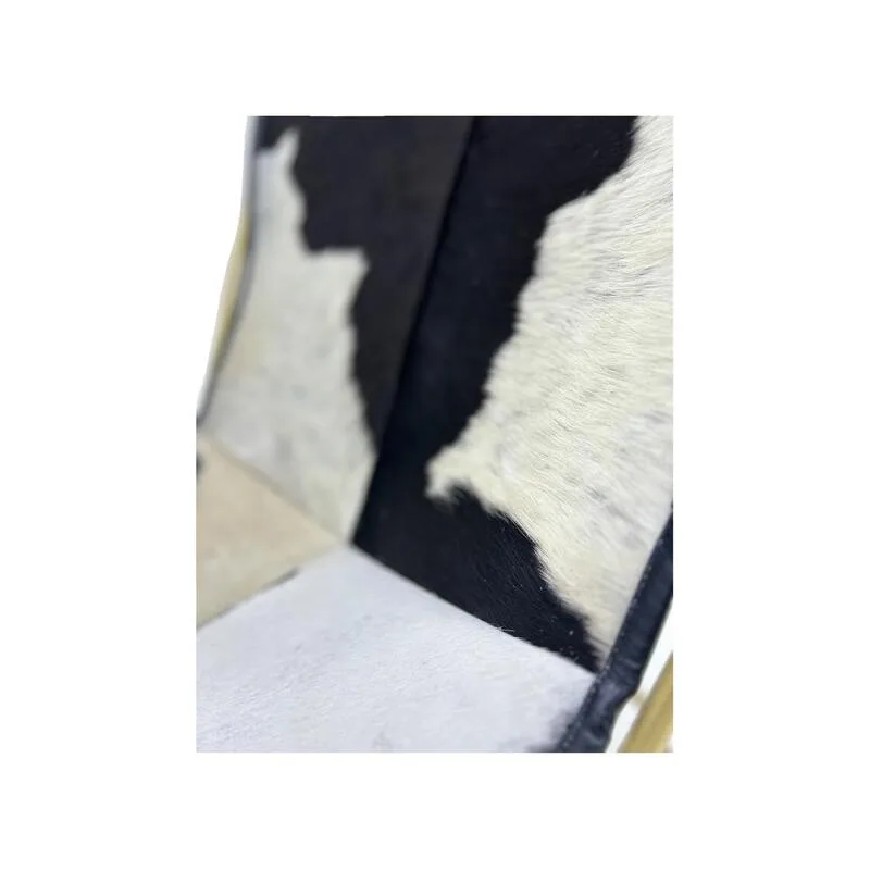 F-AC137-BW Cassidy accent chair in black + white leather hide with black metal frame 