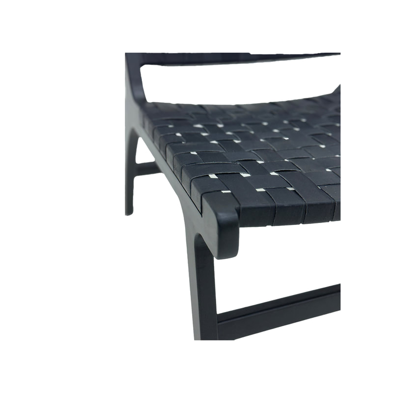 F-AC138-BL Baxter accent chair in black leather with black wooden frame