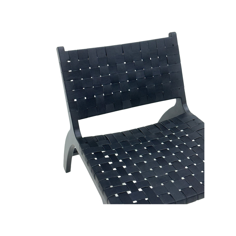 F-AC138-BL Baxter accent chair in black leather with black wooden frame
