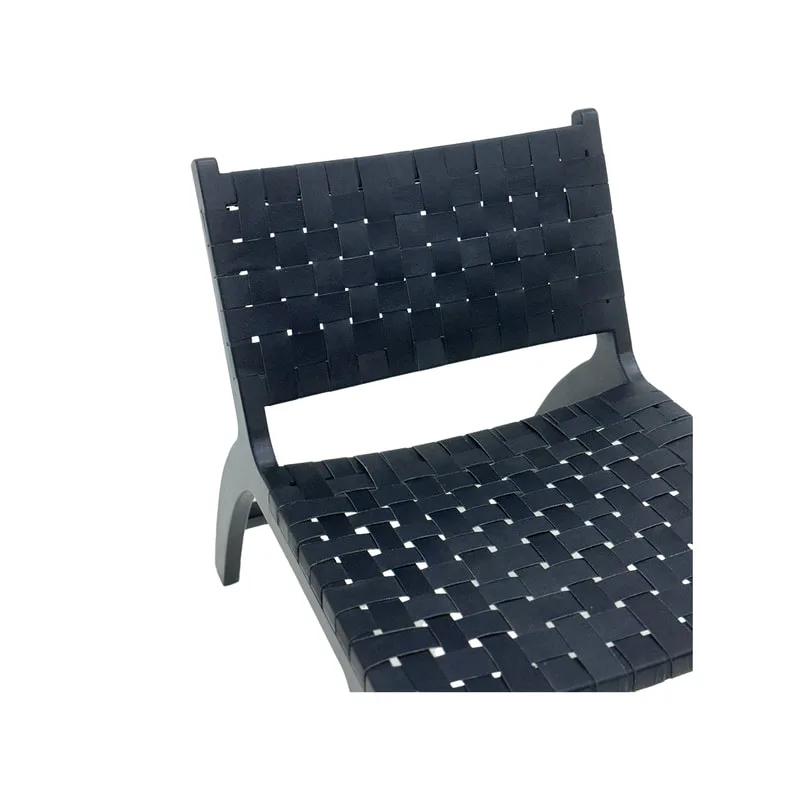 F-AC138-BL Baxter accent chair in black leather with black wooden frame