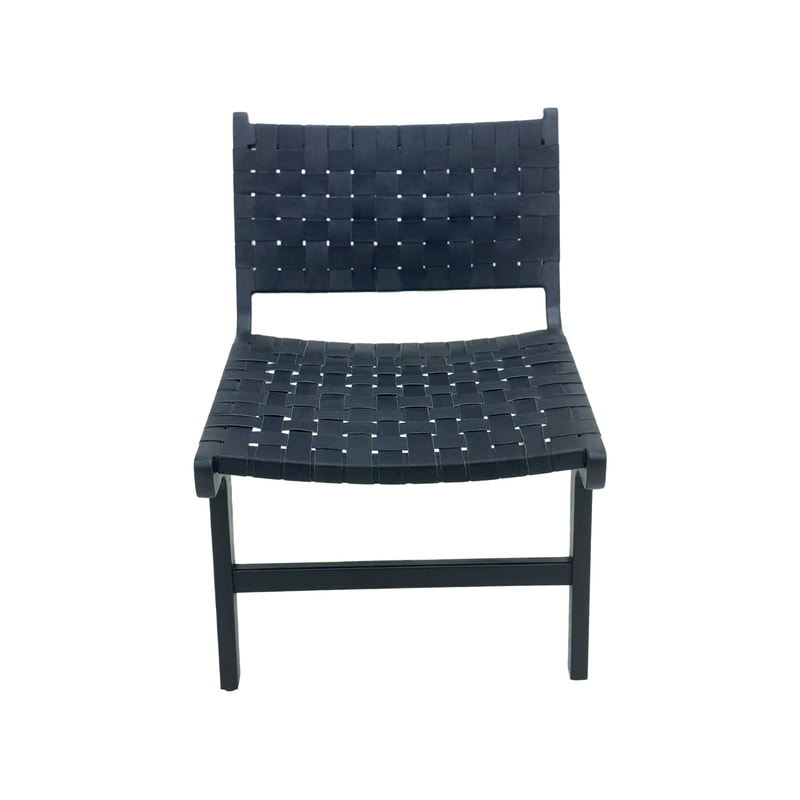 F-AC138-BL Baxter accent chair in black leather with black wooden frame