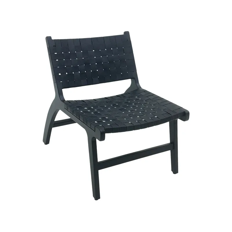 F-AC138-BL Baxter accent chair in black leather with black wooden frame