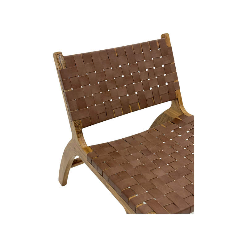 F-AC138-NT Baxter accent chair in natural tan leather with wooden frame